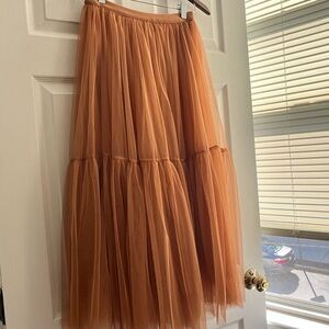Mesh Tulle Skirt in Light Burnt Orange/Brownish